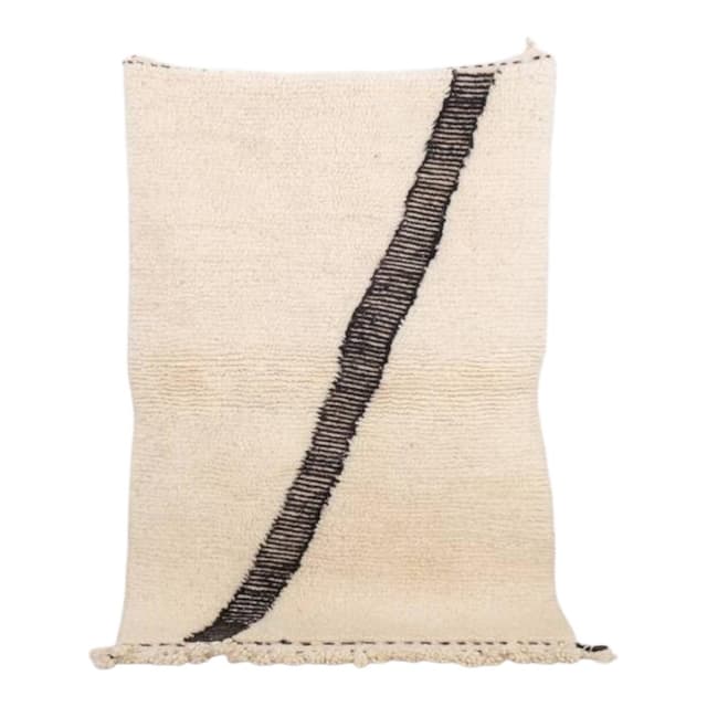 Handwoven rug 150x250 cm, wool, ivory, black, Morocco - DIMENSION