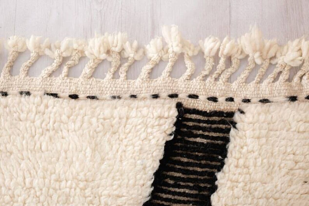 Handwoven rug 150x250 cm, wool, ivory, black, Morocco - 199561