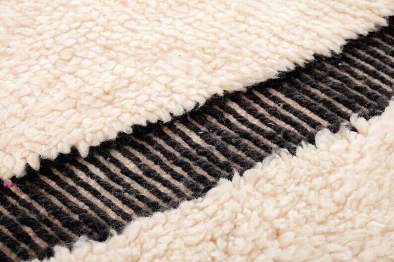 Handwoven rug 150x250 cm, wool, ivory, black, Morocco - 199562