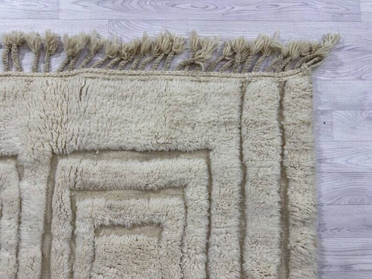 Handwoven rug 200x300 cm, wool, ivory, Morocco - 199375