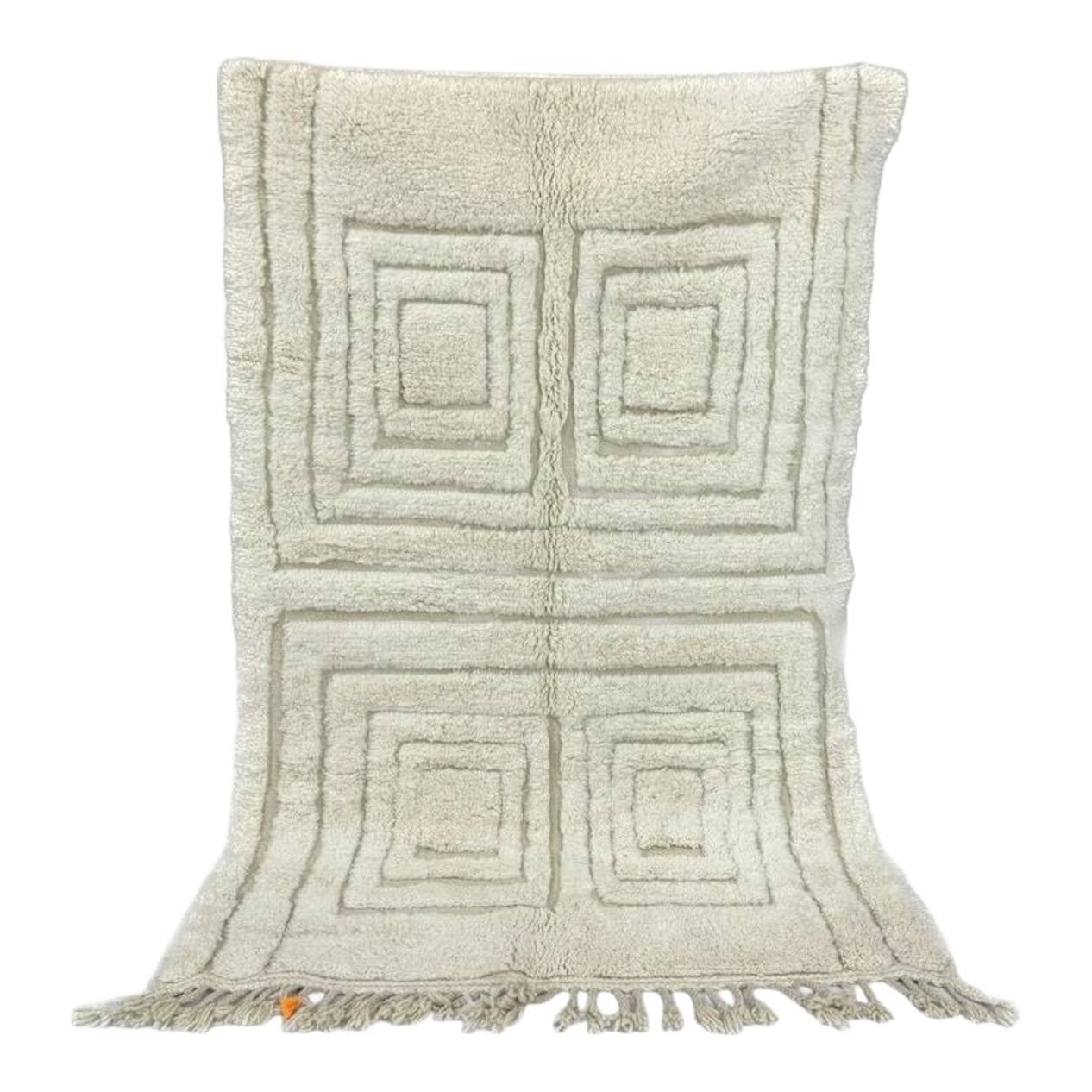 Handwoven rug 200x300 cm, wool, ivory, Morocco