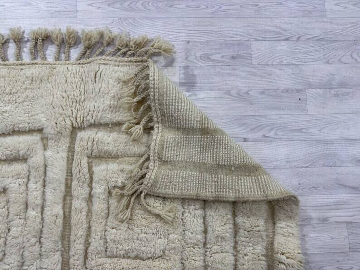 Handwoven rug 200x300 cm, wool, ivory, Morocco - 199372