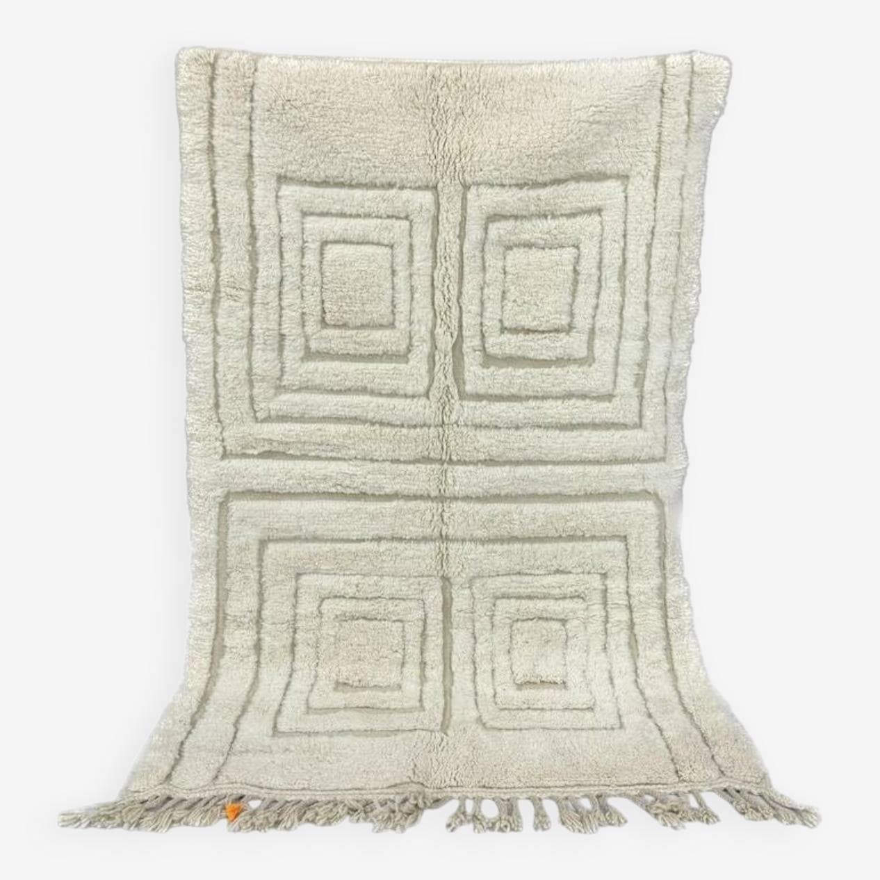 Handwoven rug 200x300 cm, wool, ivory, Morocco - 199369