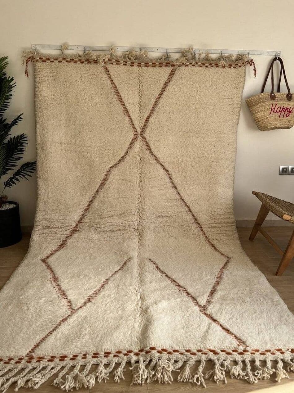 Ręcznie tkany dywan 250x150 cm, wełna, beżowy, Maroko - 198600