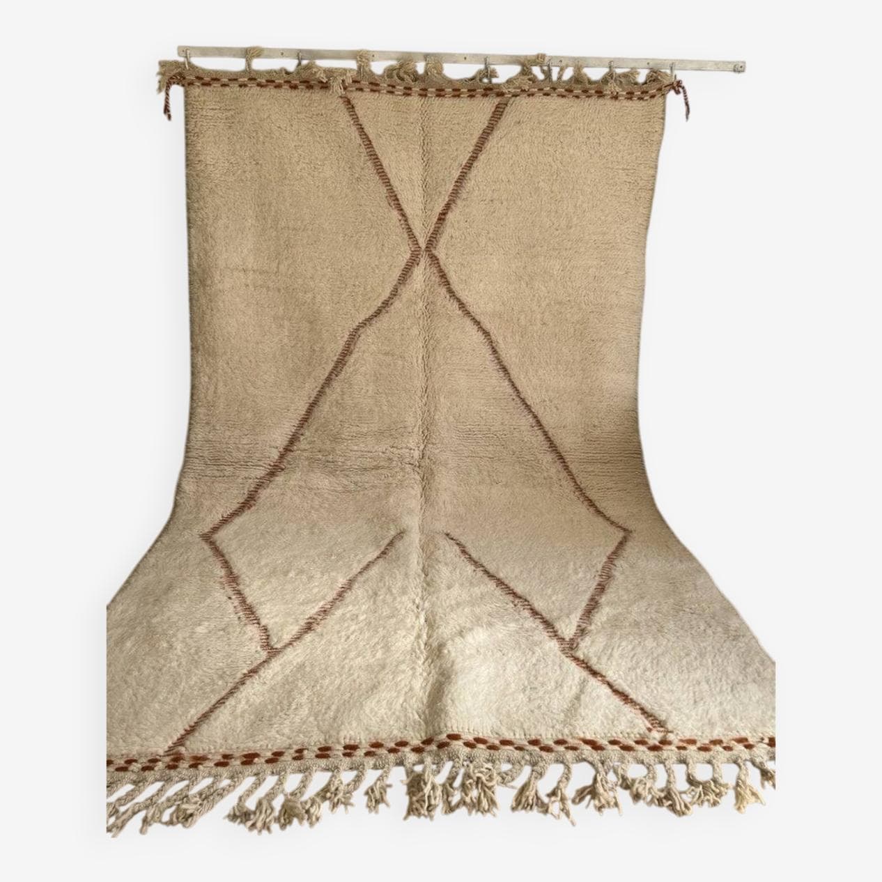 Ręcznie tkany dywan 250x150 cm, wełna, beżowy, Maroko - 198596