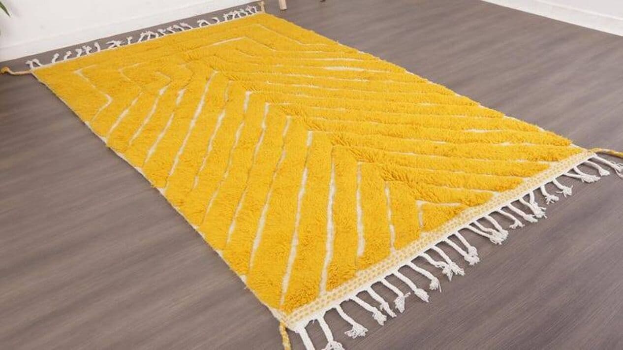 Ręcznie tkany dywan 250x150 cm, wełna, żółty, Maroko - 198521