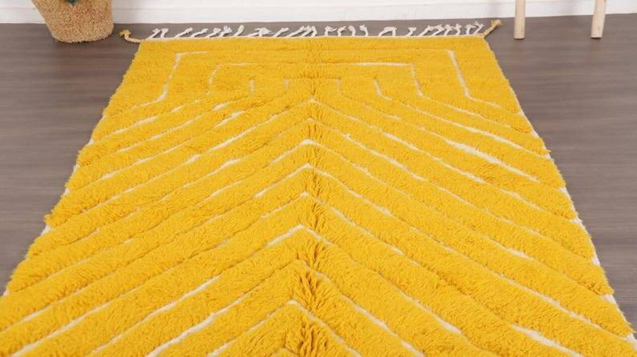 Ręcznie tkany dywan 250x150 cm, wełna, żółty, Maroko - 198522