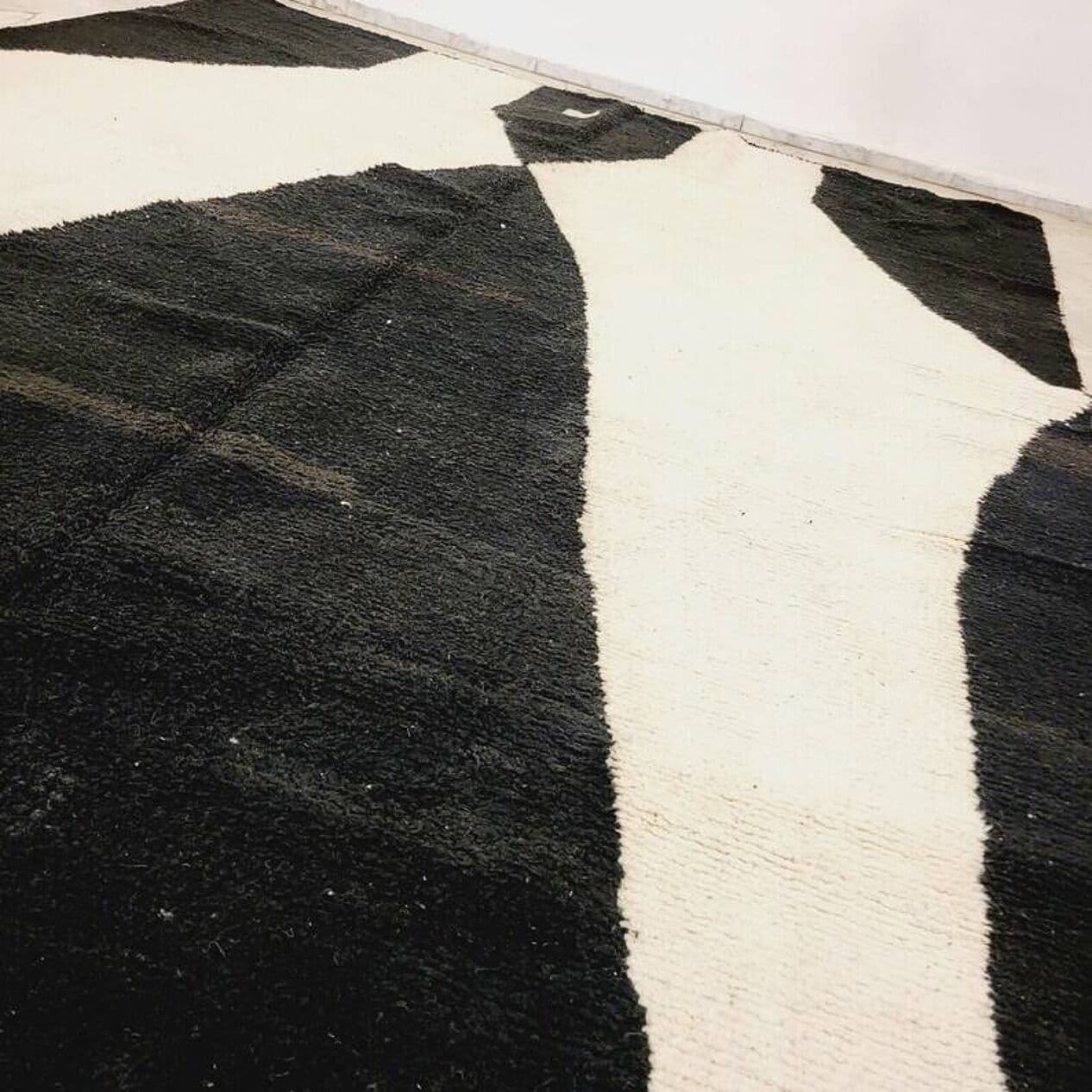Ręcznie tkany dywan 200x300 cm, wełna, czarny, biały, Maroko - 198466