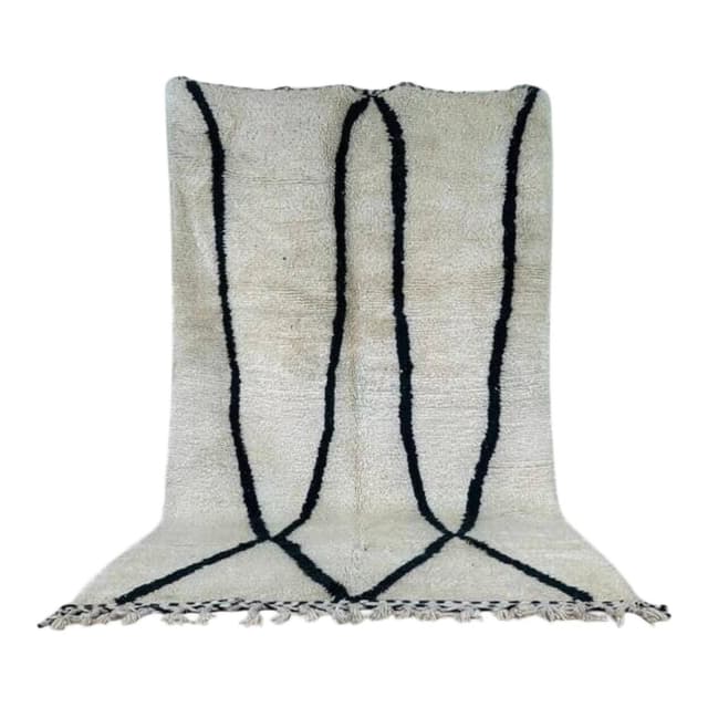 Ręcznie tkany dywan 250x150 cm, wełna, biały, czarny, Maroko - WYMIARY