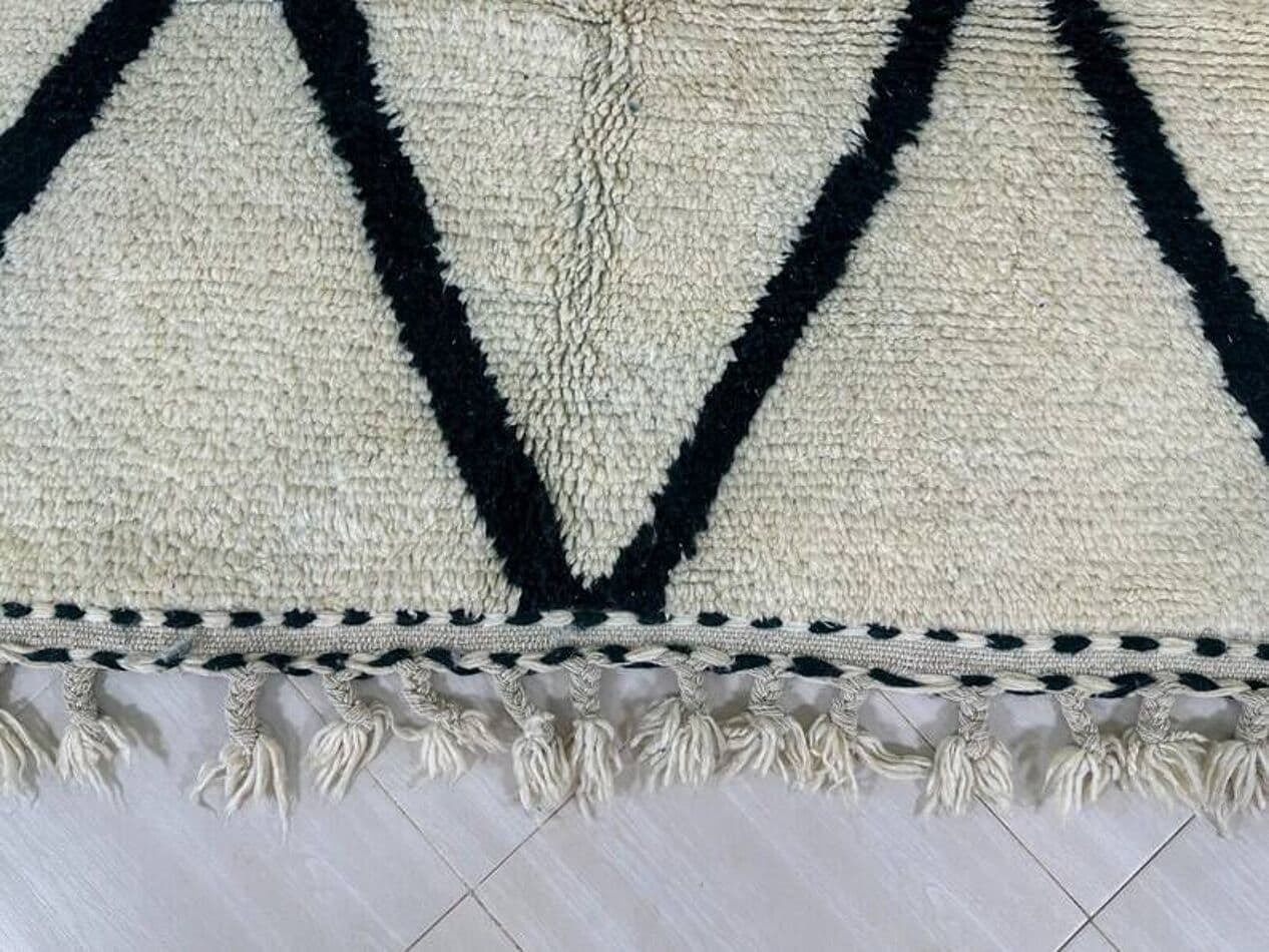 Ręcznie tkany dywan 250x150 cm, wełna, biały, czarny, Maroko - 198404