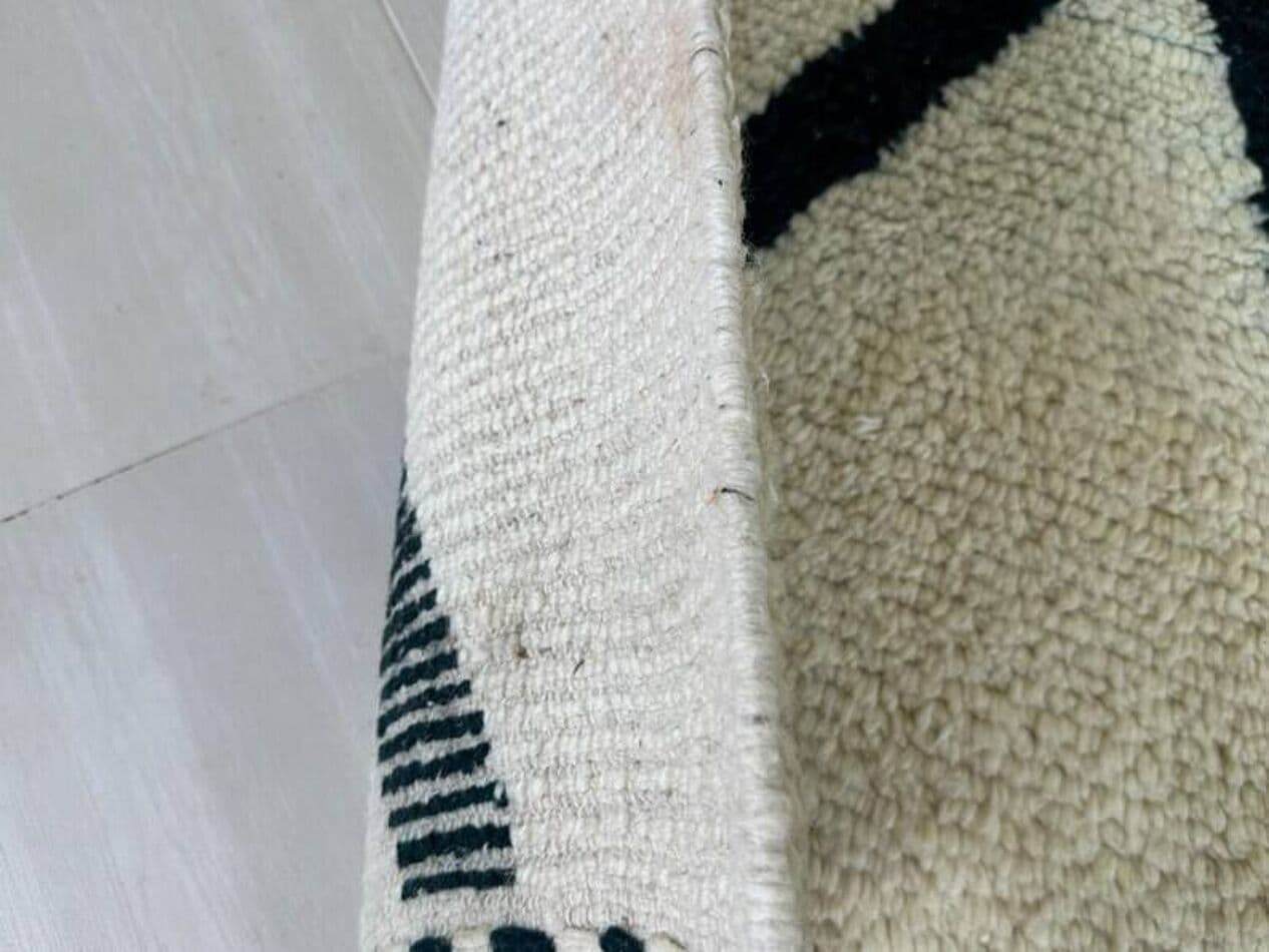 Ręcznie tkany dywan 250x150 cm, wełna, biały, czarny, Maroko - 198403