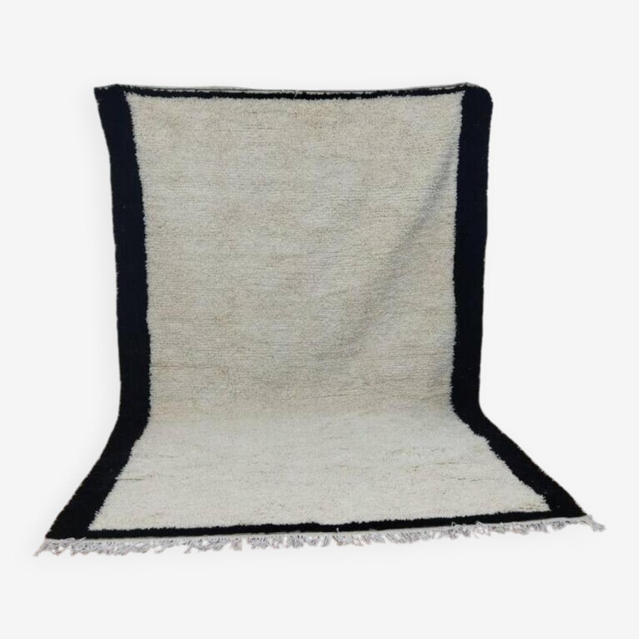 Handwoven rug 250x150 cm, wool, ivory, black, Morocco - 200414