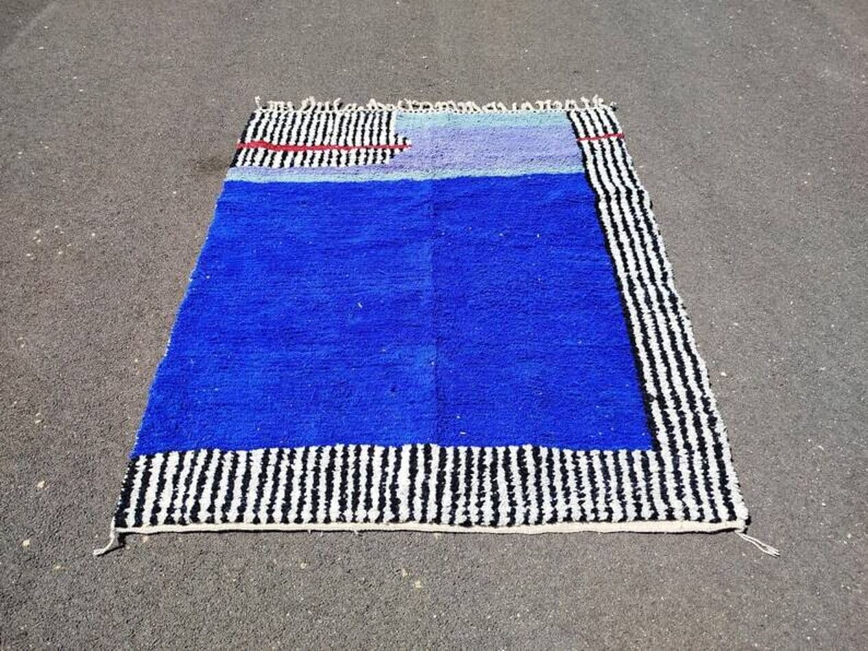 Ręcznie tkany dywan 200x300 cm, wełna, niebieski, Maroko - 201004