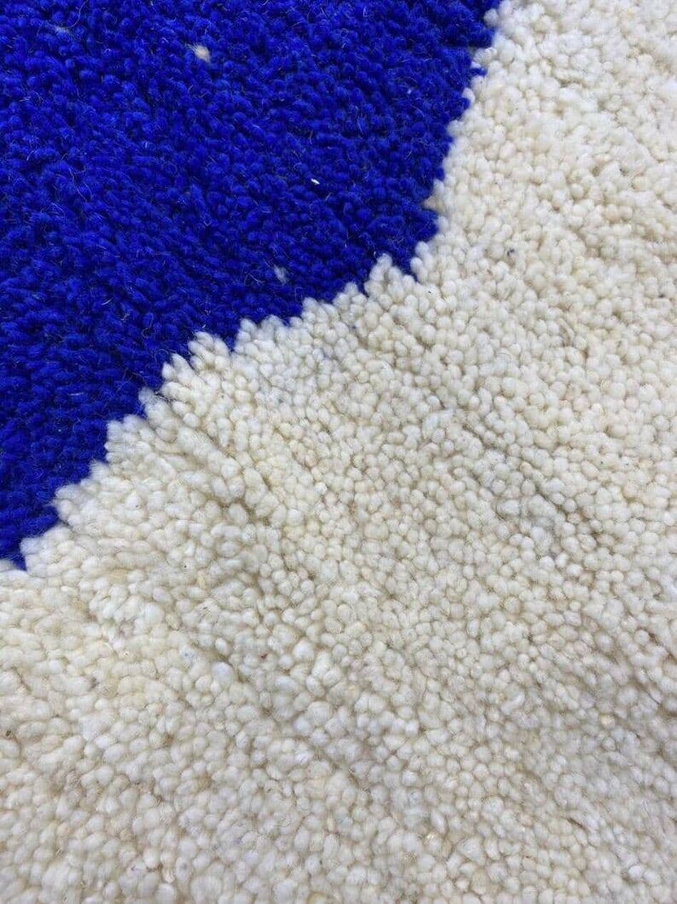 Ręcznie tkany dywan 200x300 cm, wełna, biały, niebieski, Maroko - 200879