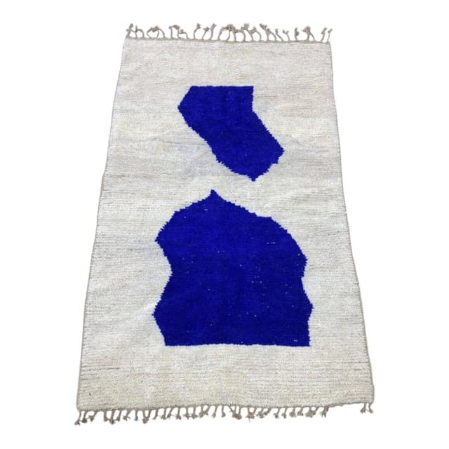 Ręcznie tkany dywan 200x300 cm, wełna, biały, niebieski, Maroko - WYMIARY