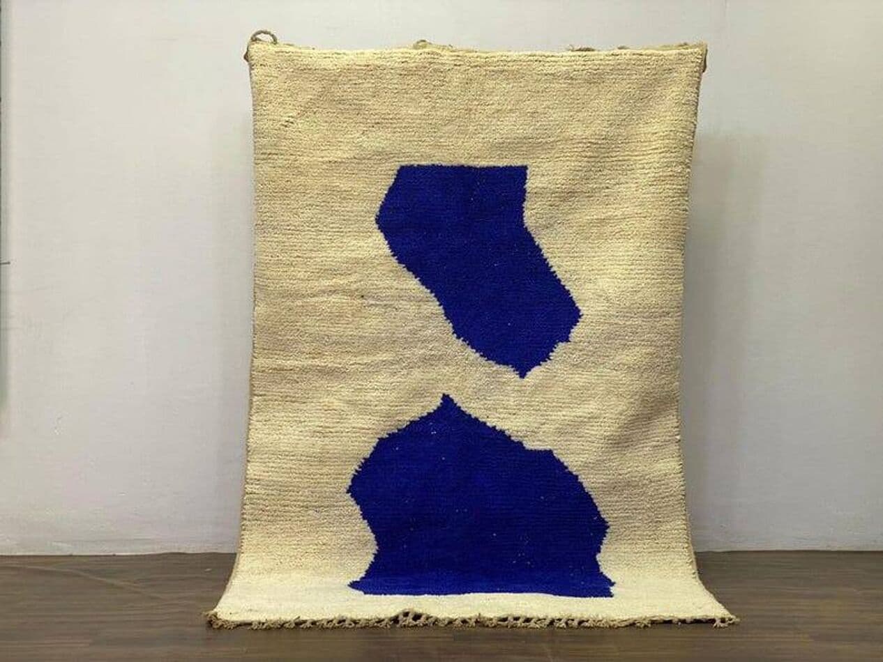 Ręcznie tkany dywan 200x300 cm, wełna, biały, niebieski, Maroko - 200878