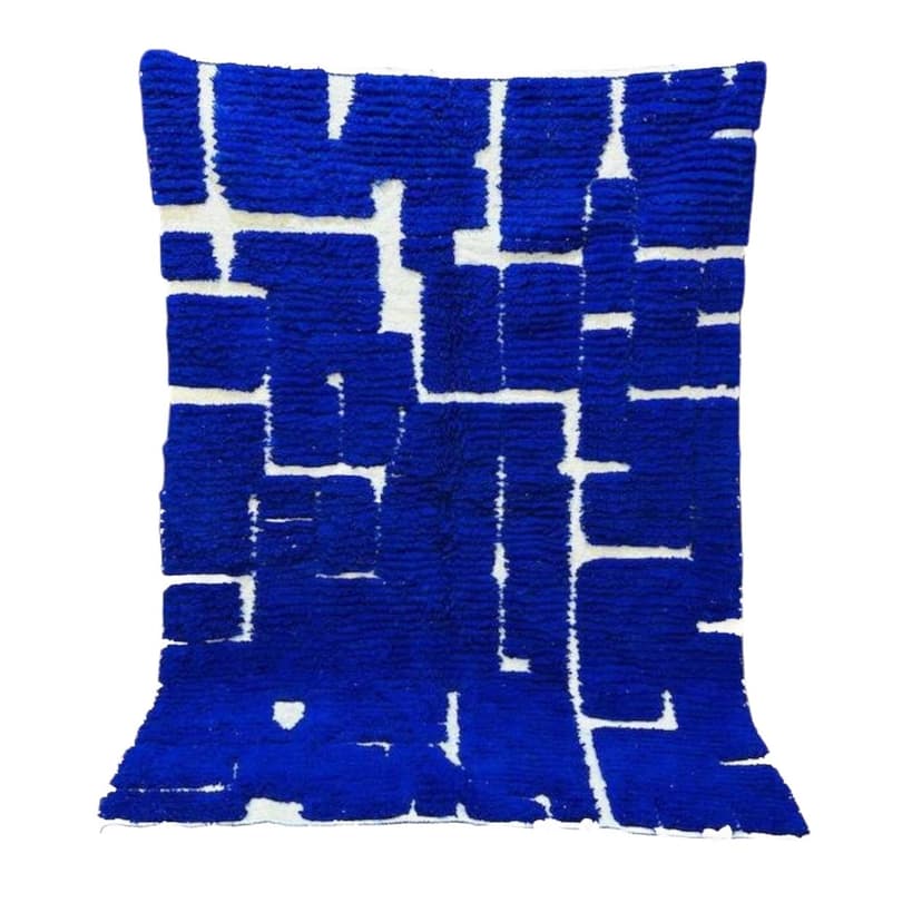 Ręcznie tkany dywan 250x150 cm, wełna, niebieski, biały, Maroko