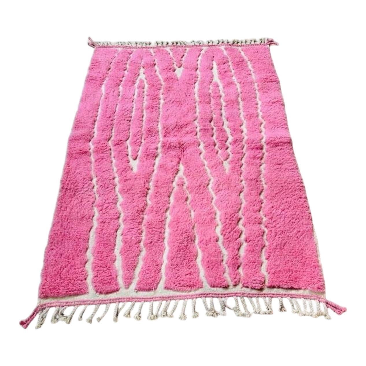 Ręcznie tkany dywan 250x150 cm, wełna, różowy, Maroko