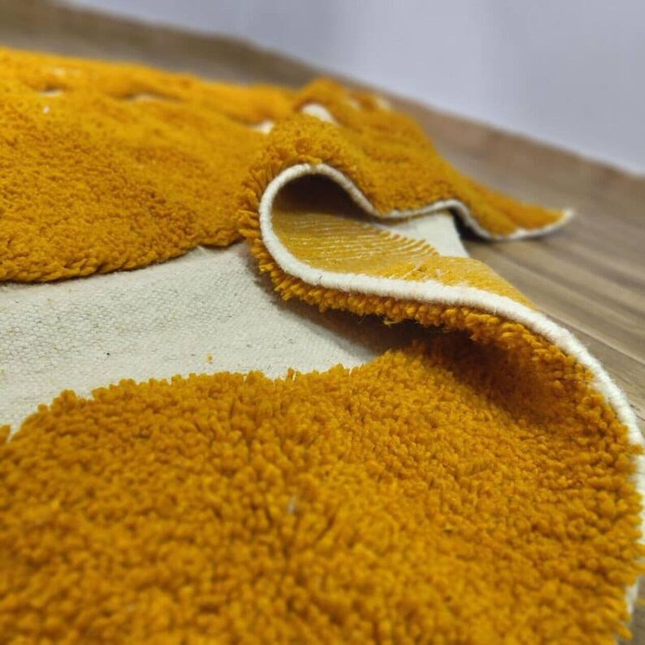 Ręcznie tkany dywan 250x150 cm, wełna, żółty, kość słoniowa, Maroko - 200742