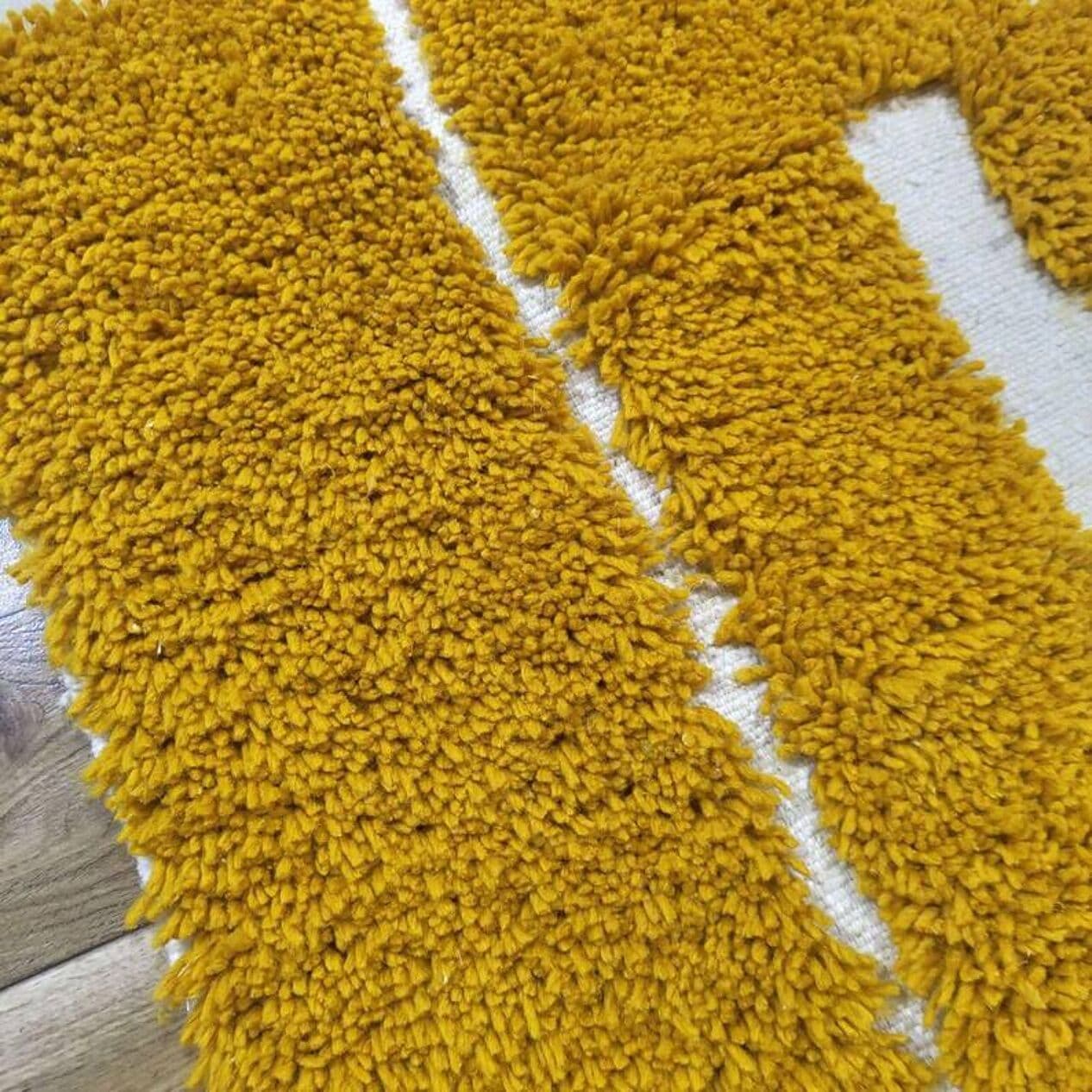 Ręcznie tkany dywan 250x150 cm, wełna, żółty, kość słoniowa, Maroko - 200744