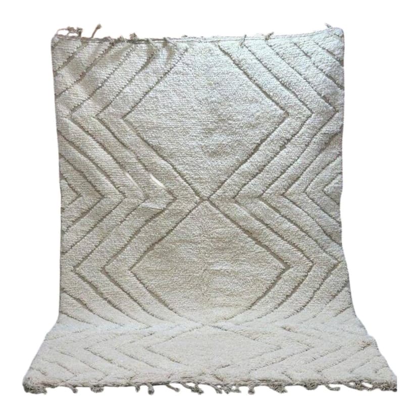 Ręcznie tkany dywan 200x300 cm, wełna, biały, beżowy, Maroko