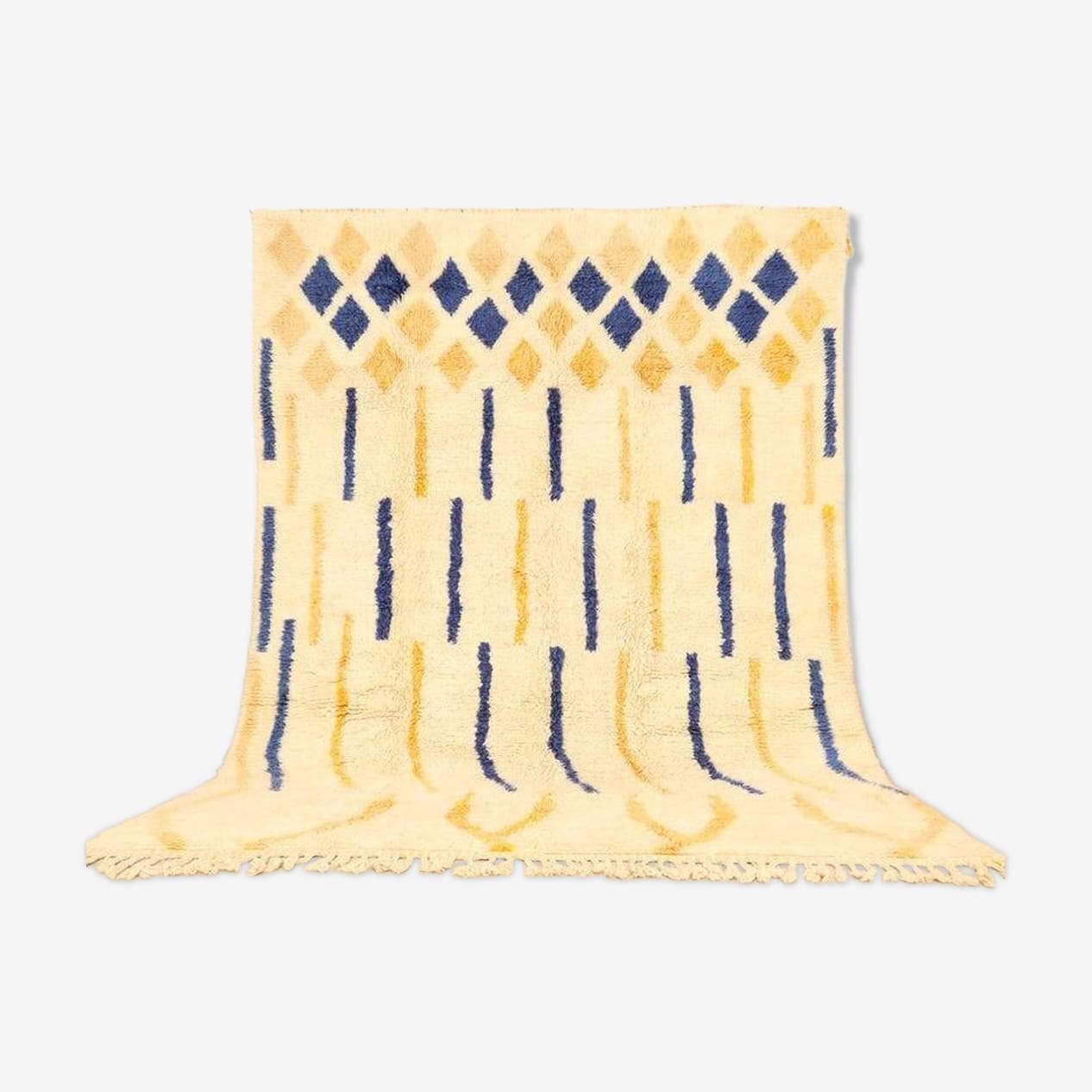 Ręcznie tkany dywan 200x300 cm, wełna, kość słoniowa, Maroko - 200702