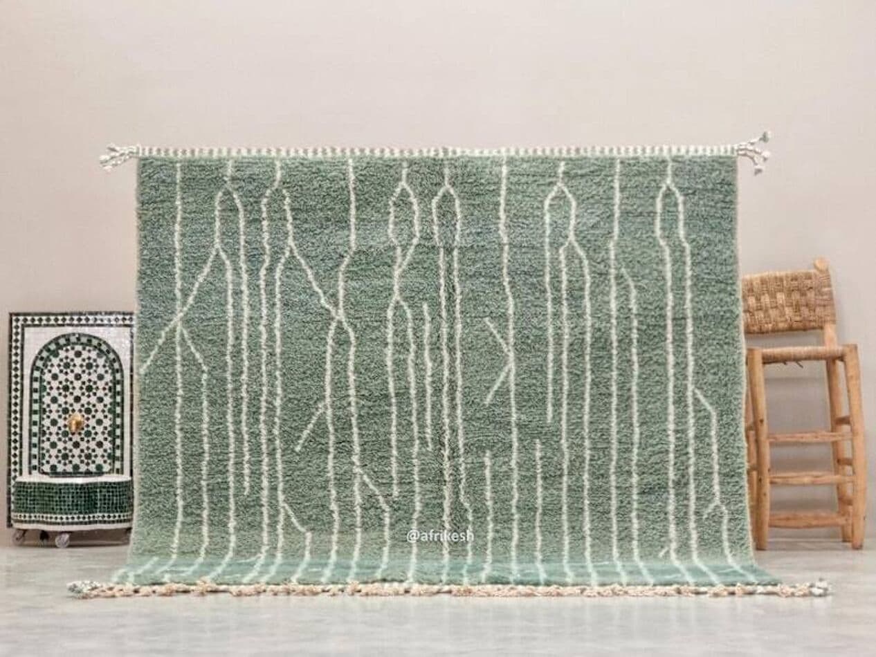 Ręcznie tkany dywan 250x200 cm, wełna, zielony, Maroko - 200701