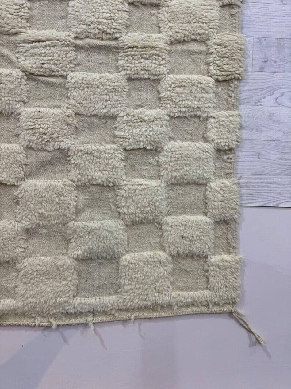 Ręcznie tkany dywan 250x150 cm, wełna, biały, Maroko - 200635