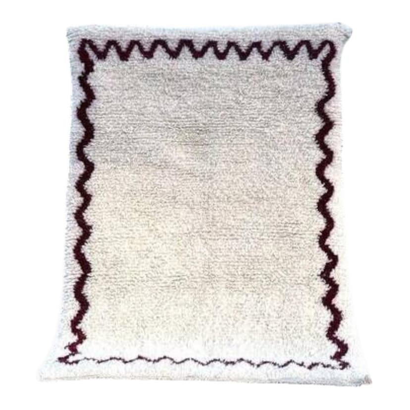 Ręcznie tkany dywan 250x150 cm, wełna, biały, bordowy, Maroko