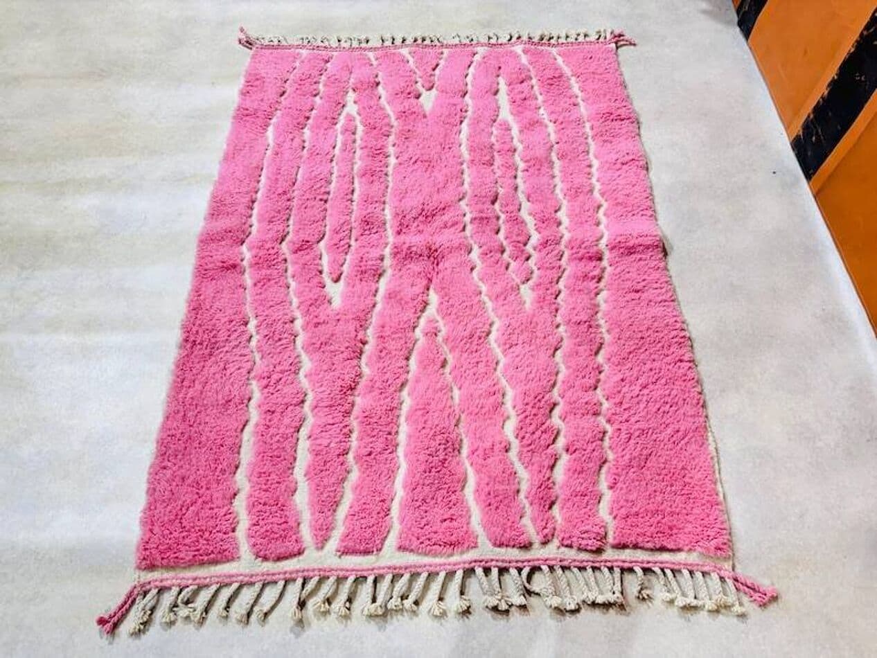 Ręcznie tkany dywan 250x150 cm, wełna, różowy, Maroko - 201673