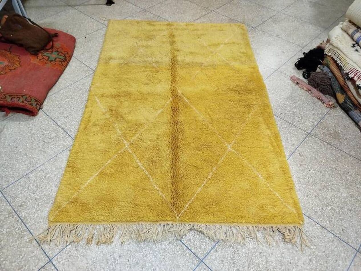 Ręcznie tkany dywan 250x150 cm, wełna, żółty, Maroko - 201655