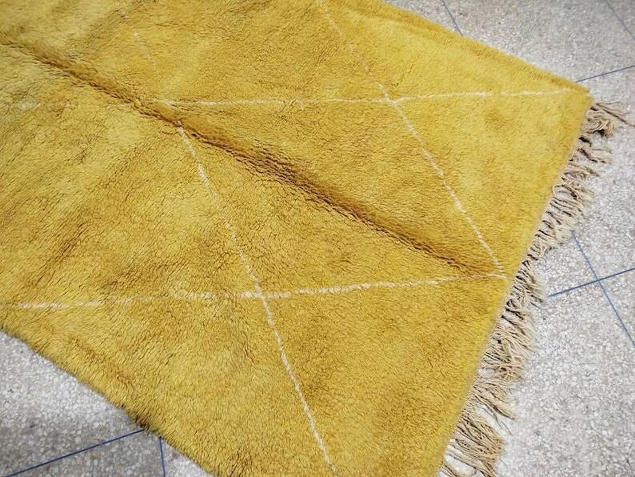 Ręcznie tkany dywan 250x150 cm, wełna, żółty, Maroko - 201653