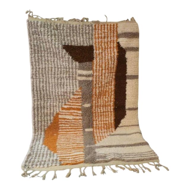 Ręcznie tkany dywan 250x150 cm, wełna, ecru, brązowy, Maroko - WYMIARY