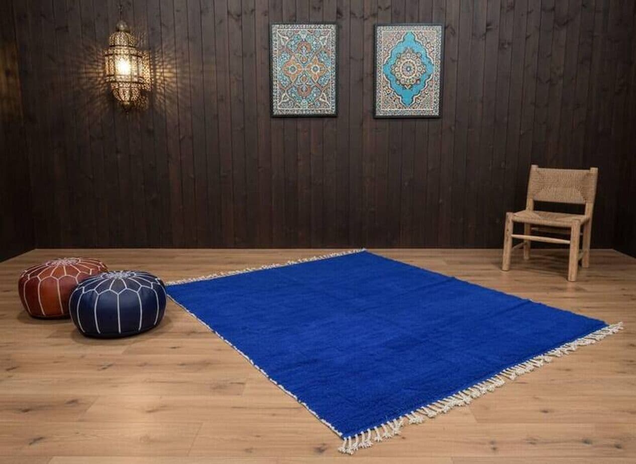 Ręcznie tkany dywan 200x300 cm, wełna, niebieski, Maroko - 201580