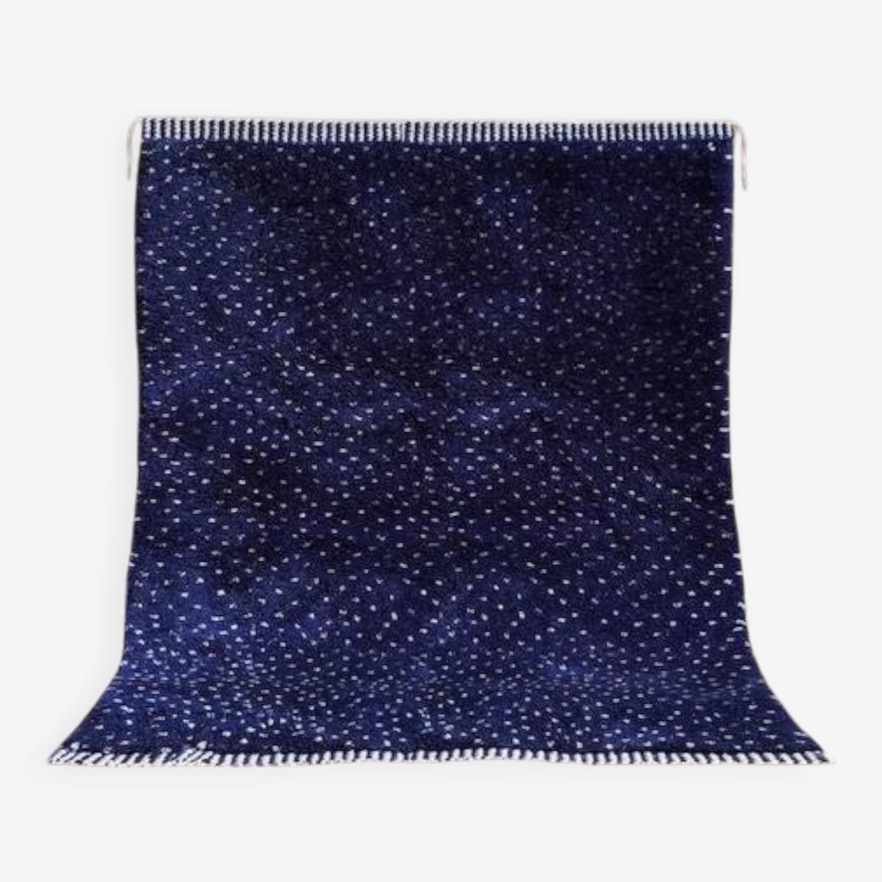 Handmade rug 200x300 cm, wool, navy blue, white, Morocco - 201532