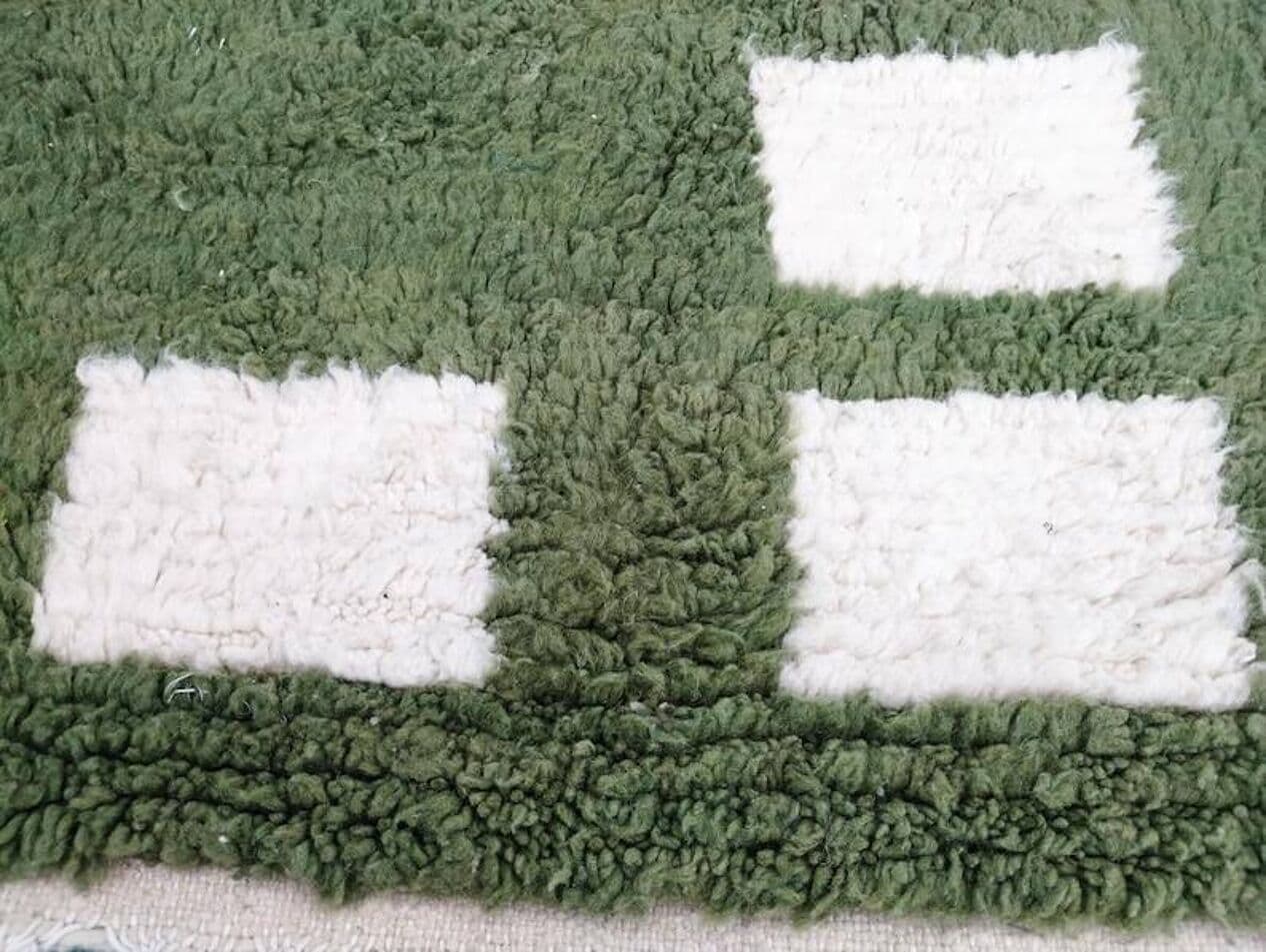 Handwoven rug 250x150 cm, wool, olive, Morocco - 201366