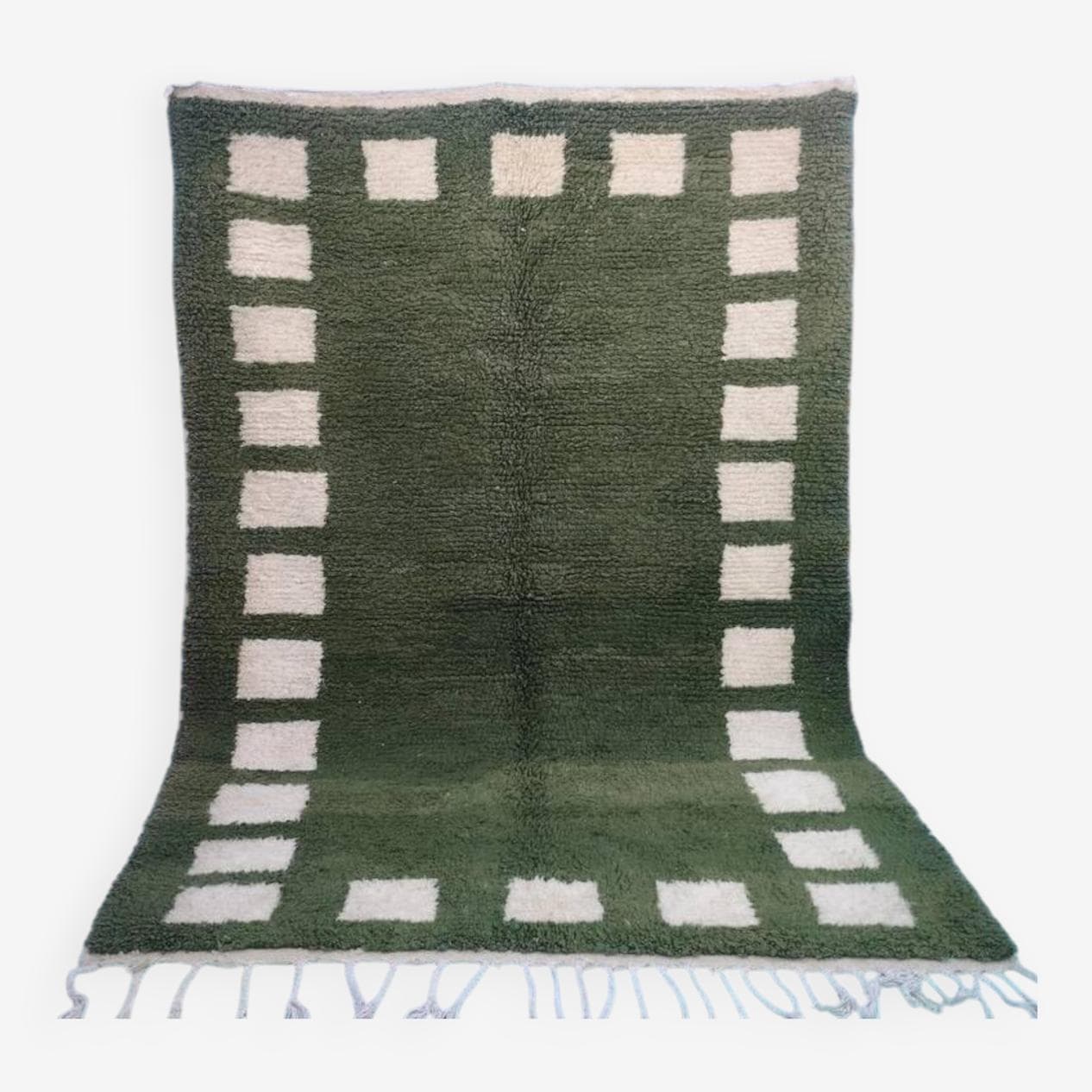 Handwoven rug 250x150 cm, wool, olive, Morocco - 201364