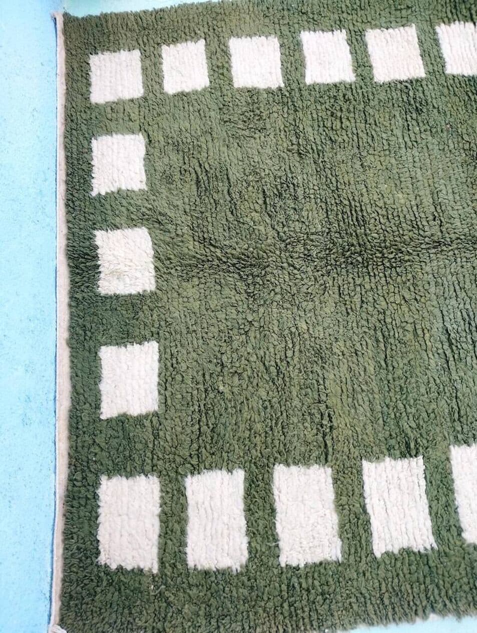 Handwoven rug 250x150 cm, wool, olive, Morocco - 201370