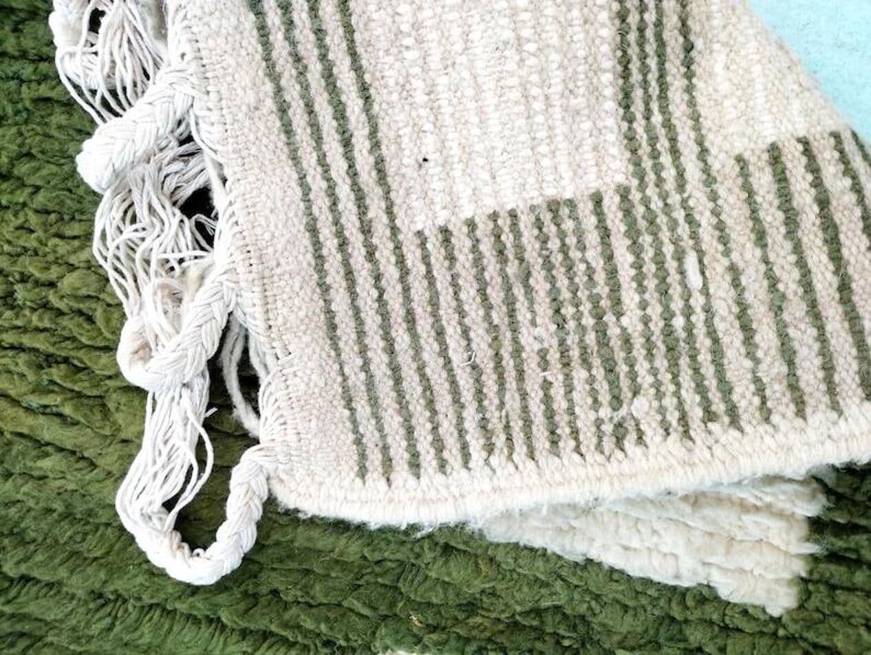 Handwoven rug 250x150 cm, wool, olive, Morocco - 201369