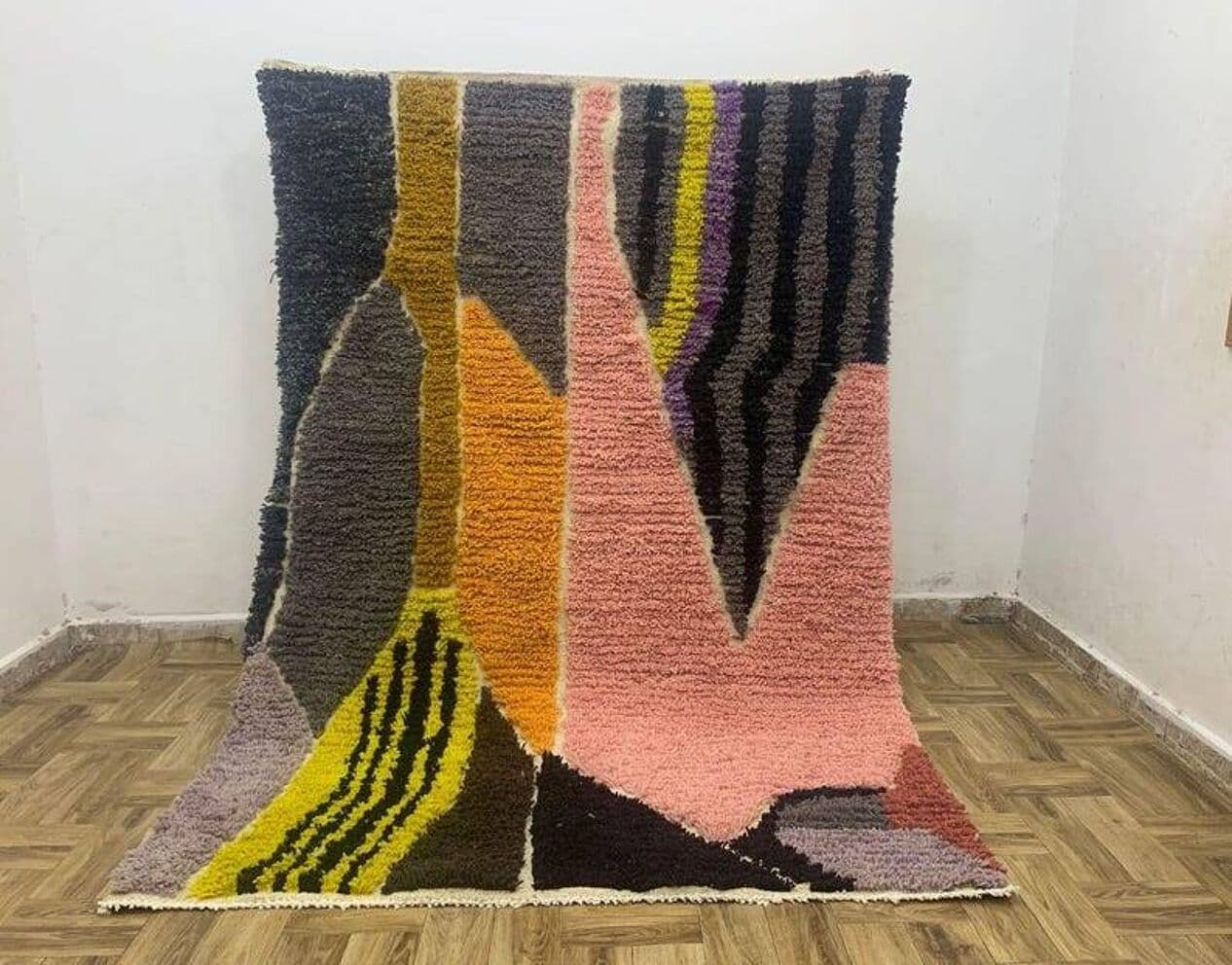 Ręcznie tkany dywan 250x150 cm, wełna, multikolor, Maroko - 202941