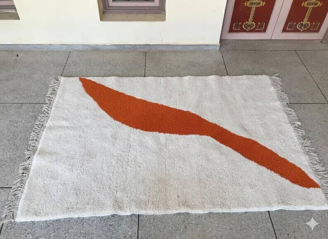 Ręcznie tkany dywan 250x150 cm, wełna, pomarańczowy, Maroko - 202721