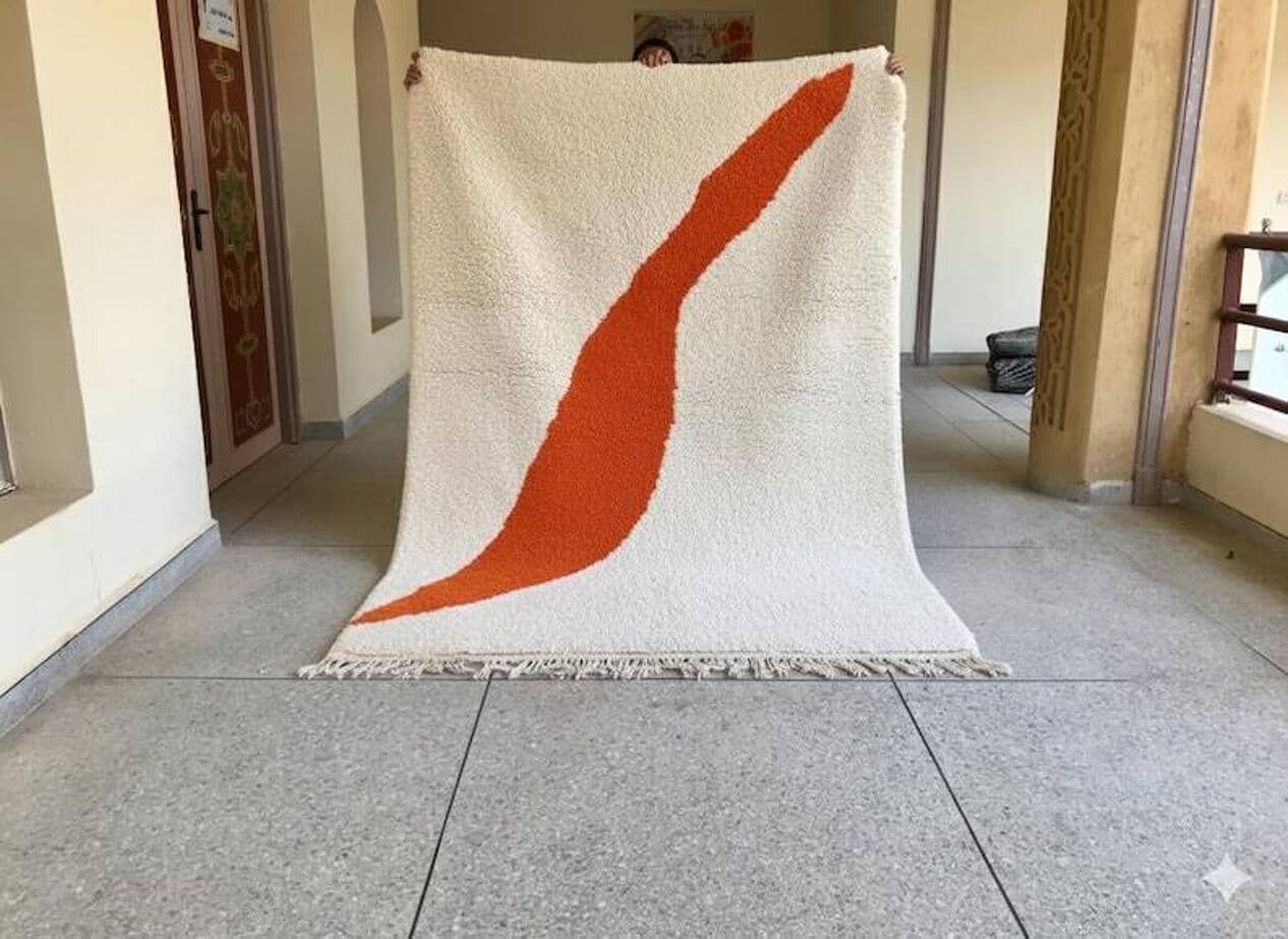 Ręcznie tkany dywan 250x150 cm, wełna, pomarańczowy, Maroko - 202722