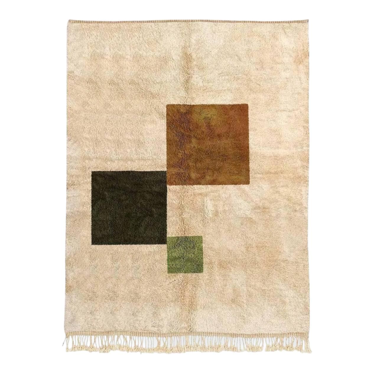 Ręcznie tkany dywan 250x150 cm, wełna, beżowy, brązowy, zielony, Maroko