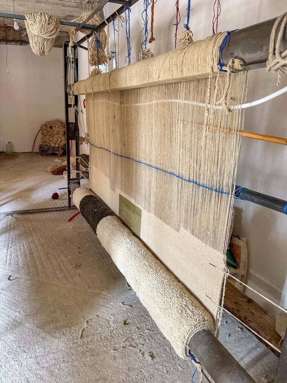 Ręcznie tkany dywan 250x150 cm, wełna, beżowy, brązowy, zielony, Maroko - 202680