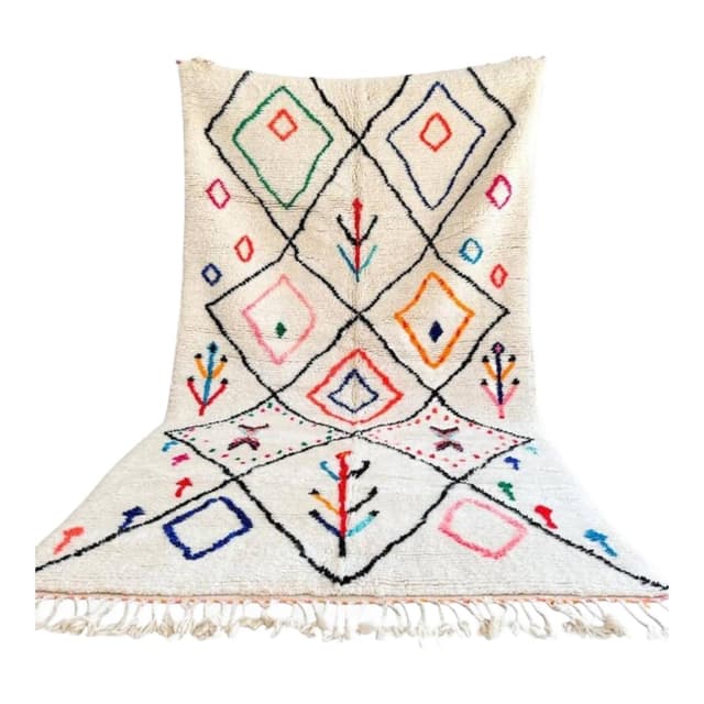 Ręcznie tkany dywan 250x150 cm, wełna, multikolor, Maroko - WYMIARY