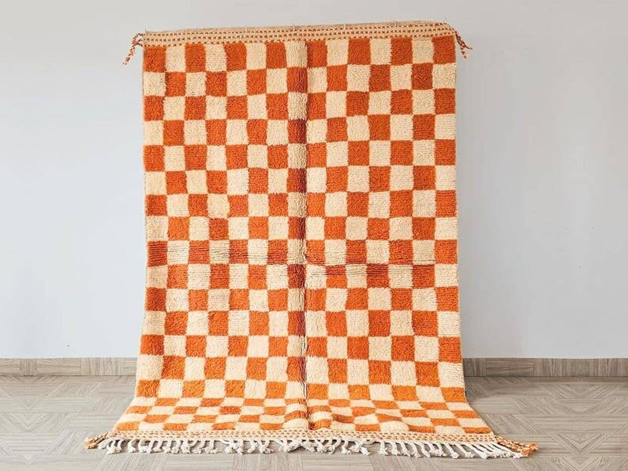 Ręcznie tkany dywan 250x150 cm, wełna, pomarańczowy, Maroko - 202636