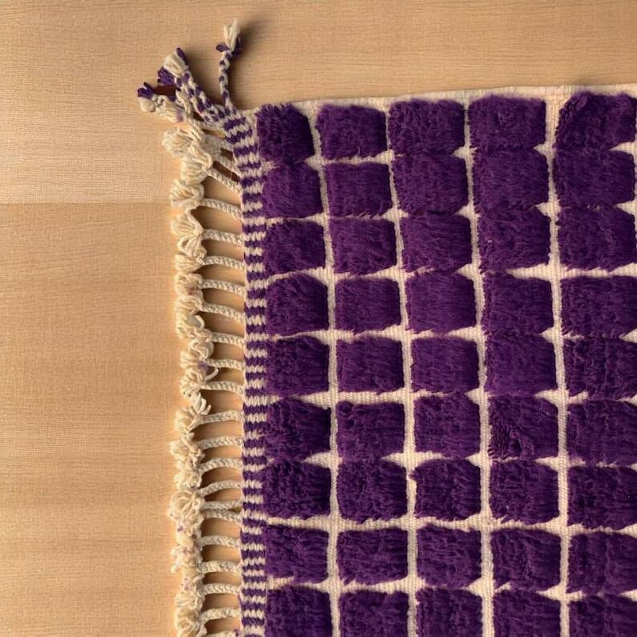 Ręcznie tkany dywan 100x200 cm, wełna, fioletowy, Maroko - 202584