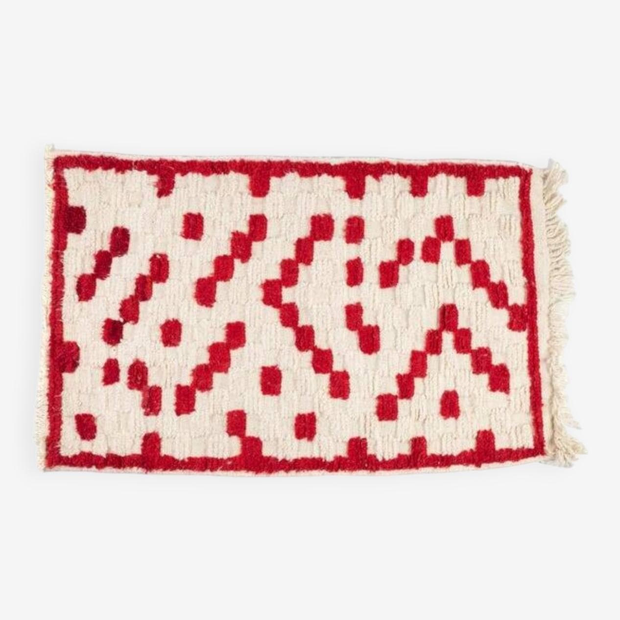 Ręcznie tkany dywan 250x150 cm, wełna, kremowy, czerwony, Maroko - 202435