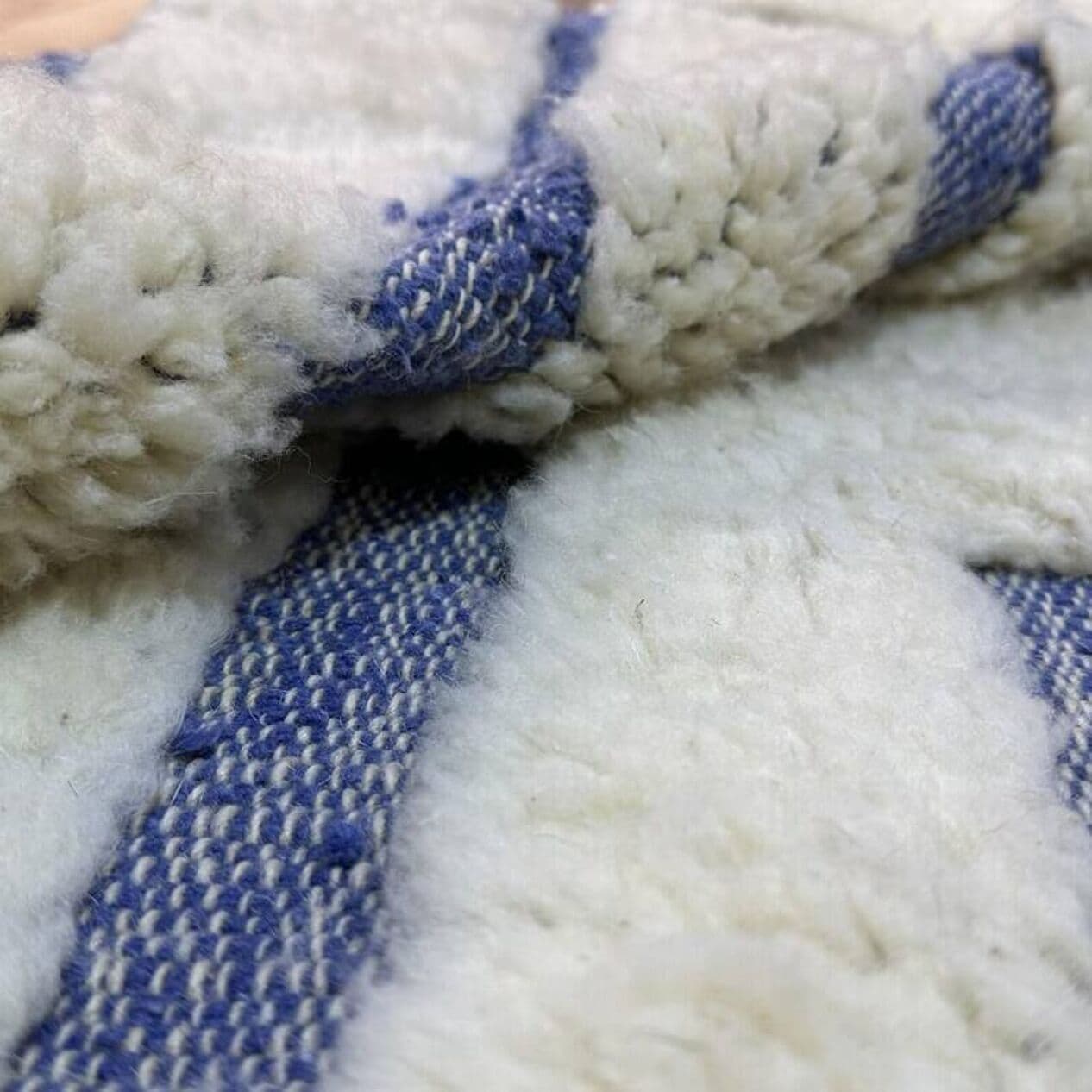 Ręcznie tkany dywan 200x300 cm, wełna, niebieski, beżowy, Maroko - 202434