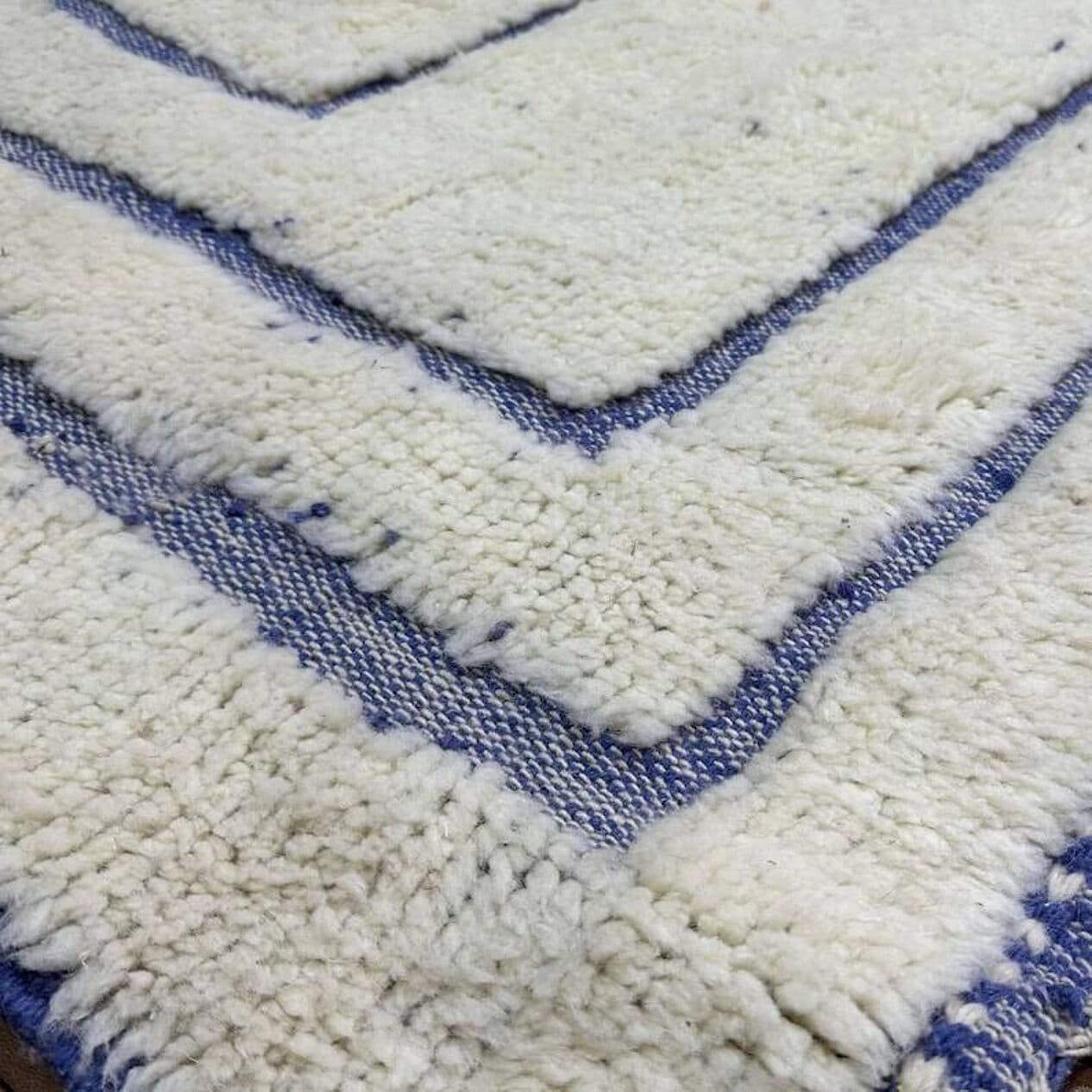 Ręcznie tkany dywan 200x300 cm, wełna, niebieski, beżowy, Maroko - 202432